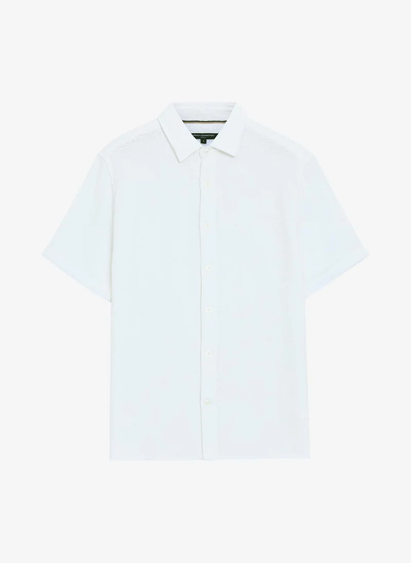 French Connection  Men's White Ss Open Weave Shirt for Men | Best Price UAE