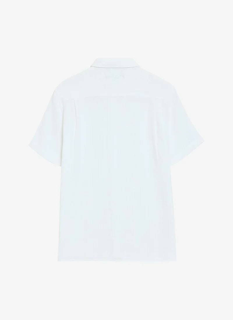 French Connection  Men's White Ss Open Weave Shirt for Men | Best Price UAE