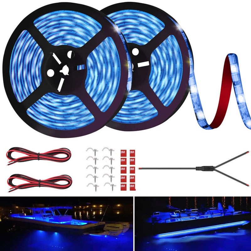 HOKIION LED Boat Strip Lights, 32.8FT Marine Pontoon Led Lights, Waterproof Boat Interior Light, Under Gunnel Lights, Boat Deck Light, Night Fishing Lights, Good for Pontoon Bass Fishing Yacht Kayak (Blue) - Image 1