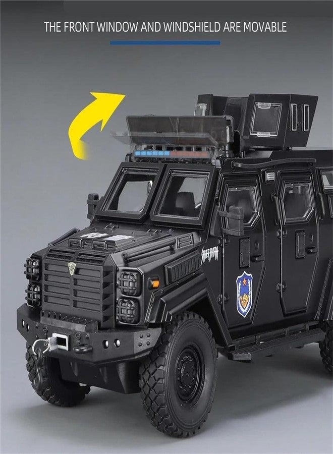 Invite Enterprise سيارة فورد F550 معدلة للشرطة من إنفيت إنتربرايز بمقياس 1:24، مصنوعة من سبيكة معدنية، تعمل بالسحب للخلف، نموذج سيارة صغير للأطفال مع صوت وإضاءة، لعبة سيارة معدنية (لون أسود). - Image 3