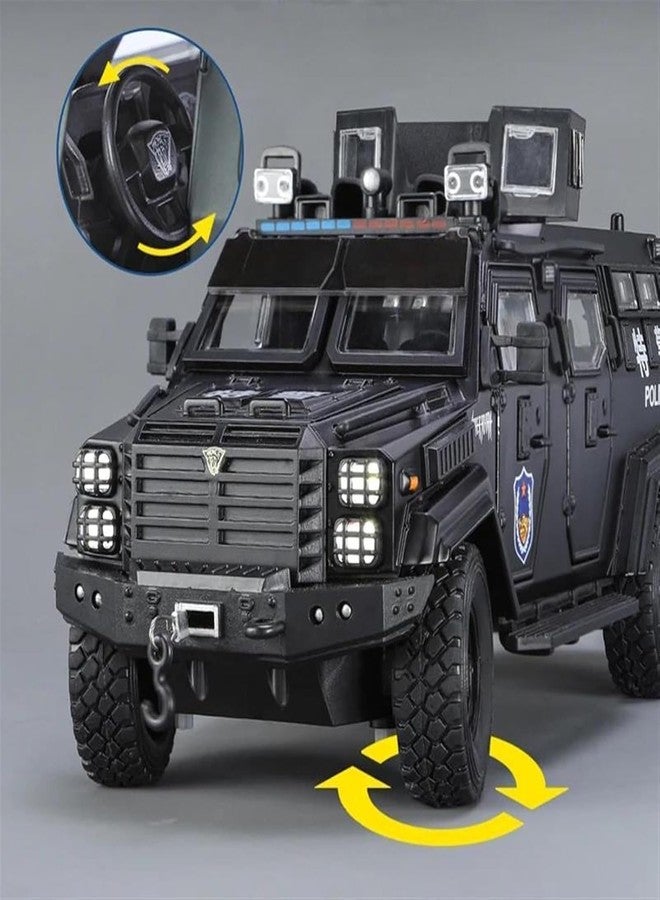 Invite Enterprise سيارة فورد F550 معدلة للشرطة من إنفيت إنتربرايز بمقياس 1:24، مصنوعة من سبيكة معدنية، تعمل بالسحب للخلف، نموذج سيارة صغير للأطفال مع صوت وإضاءة، لعبة سيارة معدنية (لون أسود). - Image 5