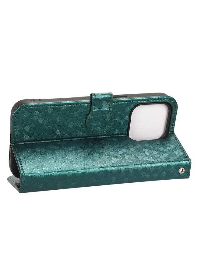 اس-توب جراب هاتف جلدي بتصميم نقاط قرص العسل لهاتف iPhone 15 Plus - Image 5