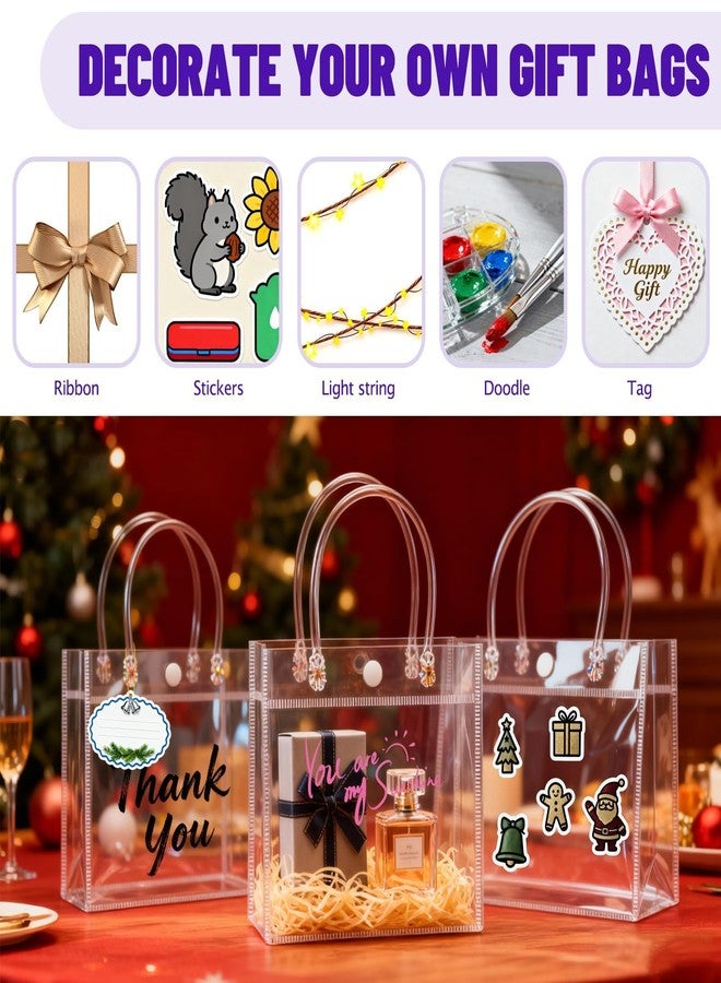 BadenBach 16 PCS Clear Gift Bags with Handles, 6.9 x 6.9 x 3.5 Inch Small Clear Plastic Party Favor Bag Transparent Goodie Tote Bag Gift Wrap Bags Bulk for Wedding Baby Shower Birthday Mother's Day - Image 5