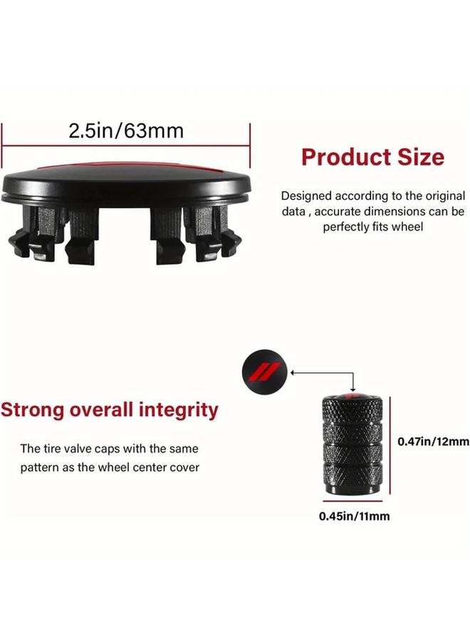8 Pcs 63mm 2.5 Inch Red Slotted Hub Center Cap Cover Suitable For Charger Journey Avenger Hornet Dart Wheel Hub Covers With Valve Stem Caps - Image 3