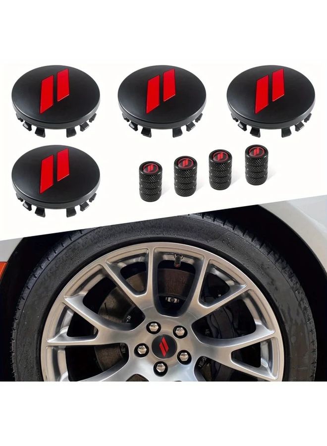 8 Pcs 63mm 2.5 Inch Red Slotted Hub Center Cap Cover Suitable For Charger Journey Avenger Hornet Dart Wheel Hub Covers With Valve Stem Caps - Image 2