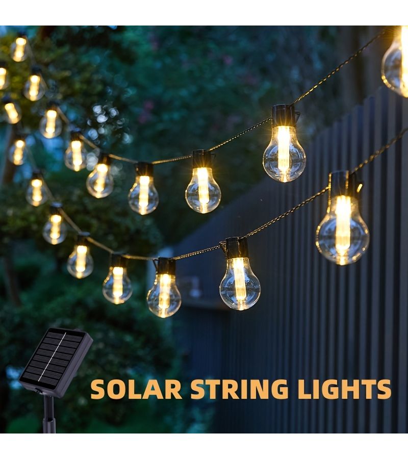 Warm Color Solar String Lights 15 4 Feet 10 Bulbs 8 Modes Shatterproof for Garden - Image 1