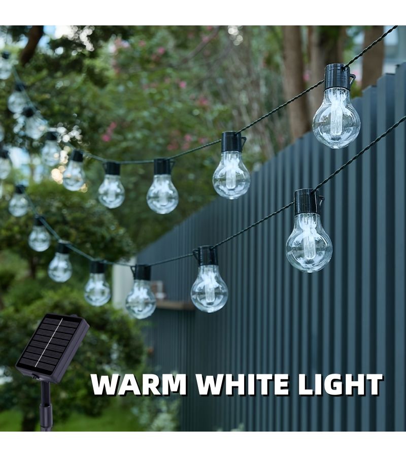 Warm Color Solar String Lights 15 4 Feet 10 Bulbs 8 Modes Shatterproof for Garden - Image 4