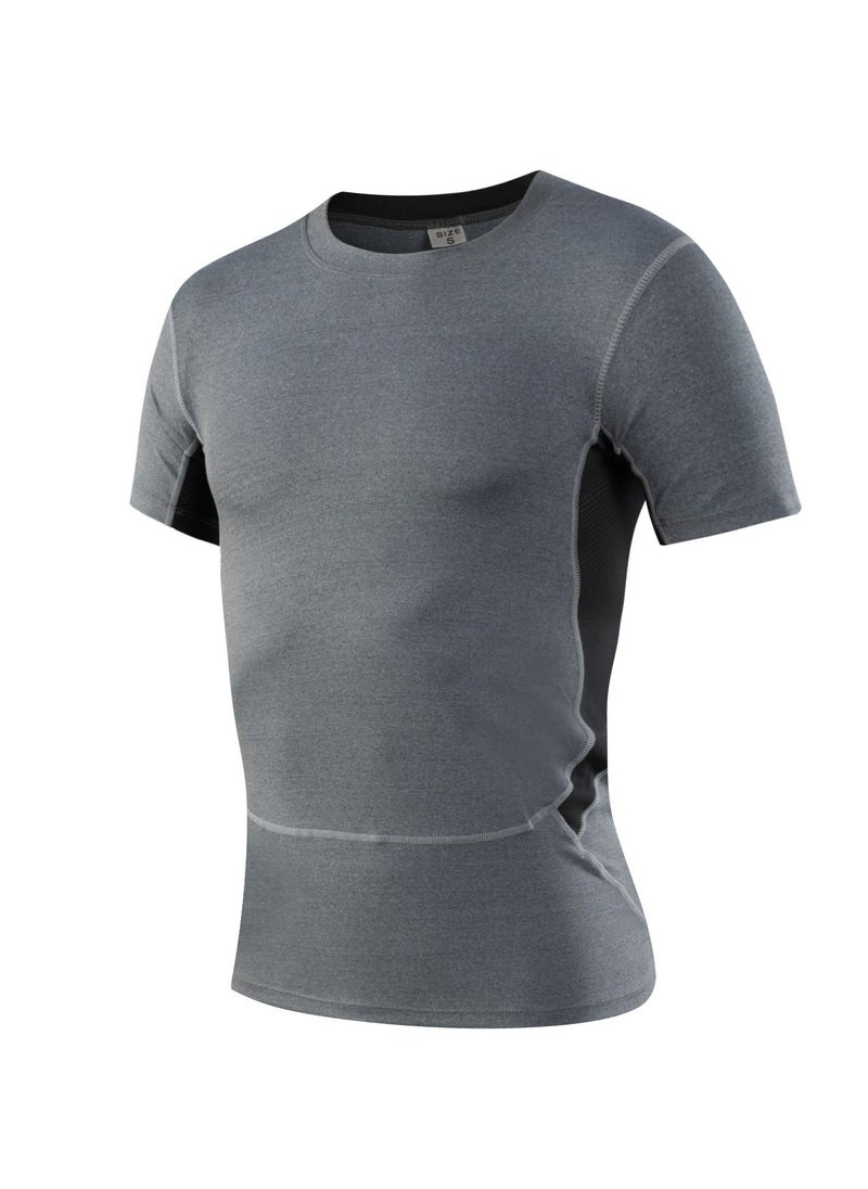 Loquat Men Quick Dry Breathable Elastic T-Shirt Grey  - Image 1