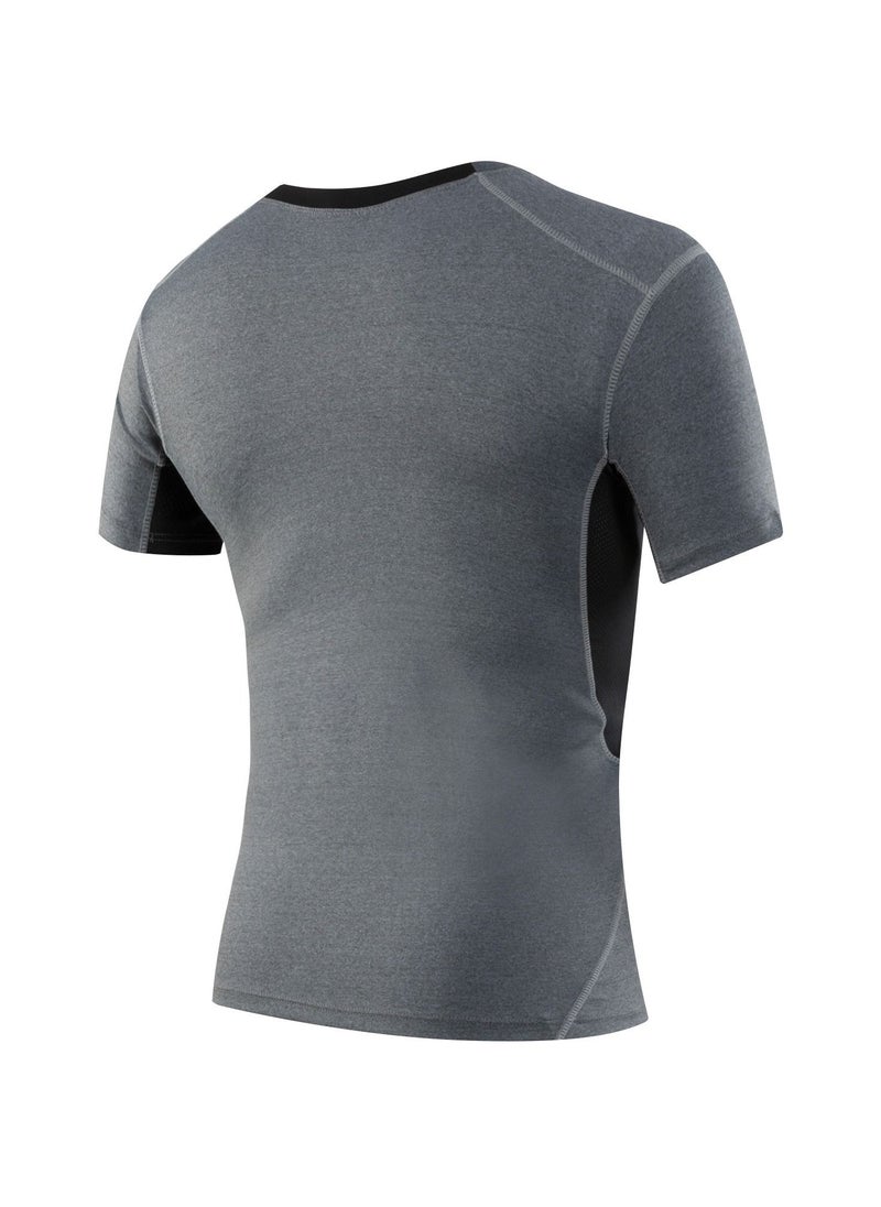 Loquat Men Quick Dry Breathable Elastic T-Shirt Grey  - Image 2