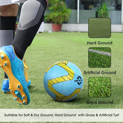 Nivia Kross World Football, Training Ball, 32 Panels, Durable Rubber Cover Hand-Stitched, Latex Bladder, As Per AIFF Standards, to Play On Both Natural and Artificial Grass - Image 4