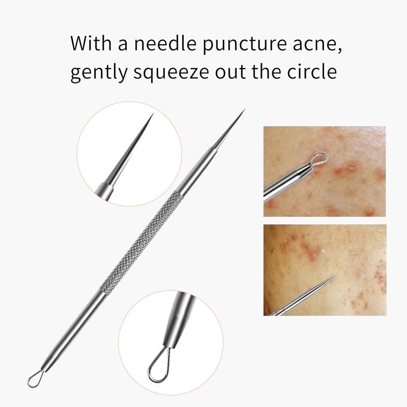 FIXBODY Blackhead and Splinter Remover Tools - Stainless Steel Professional Easily Cure Pimples Whiteheads Comedones Acne Zit Ingrown Hairs and Facial Impurities Bend Head Tweezer Surgical Kit - Image 4