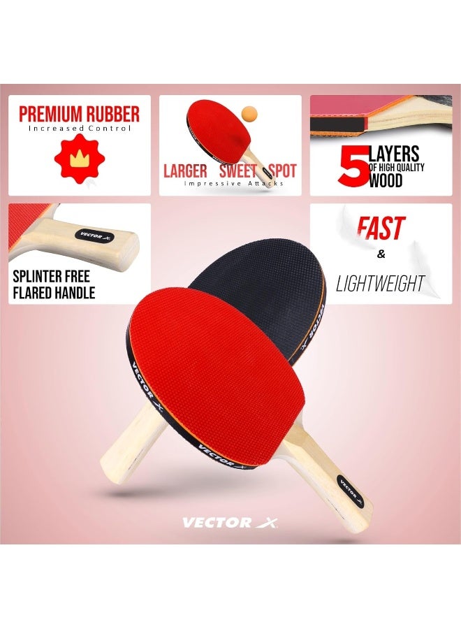 فيكتور أكس مجموعة لعب تنس الطاولة Vector X Cyber – مجموعة كاملة للاستخدام الداخلي والخارجي مع مضارب، كرات وشبكة - Image 2