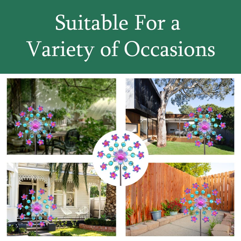 Yourongmao Solar Flower Wind Spinners for Yard and Garden, 40 Inch Solar Windmill Garden Whirligig Kinetic Spinners Decor for Lawn, Patio&Yard, Metal Wind Outdoor Sculpture - Image 5