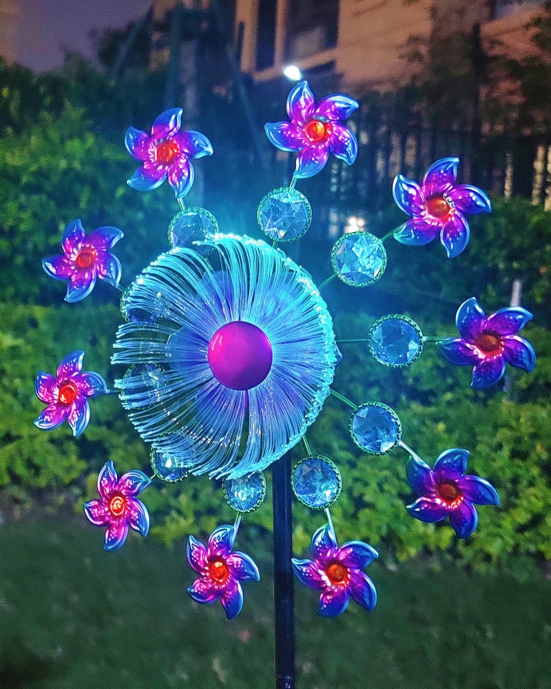 Yourongmao Solar Flower Wind Spinners for Yard and Garden, 40 Inch Solar Windmill Garden Whirligig Kinetic Spinners Decor for Lawn, Patio&Yard, Metal Wind Outdoor Sculpture - Image 1