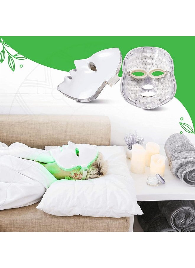 Dealsure - Led Face Mask Light Therapy 7 Color Skin Rejuvenation Therapy Led Photon Mask Light Facial Skin Care With Neck Care Anti Aging Skin Tightening Wrinkles Toning Inflammation Fighter Mask (White) - Image 1