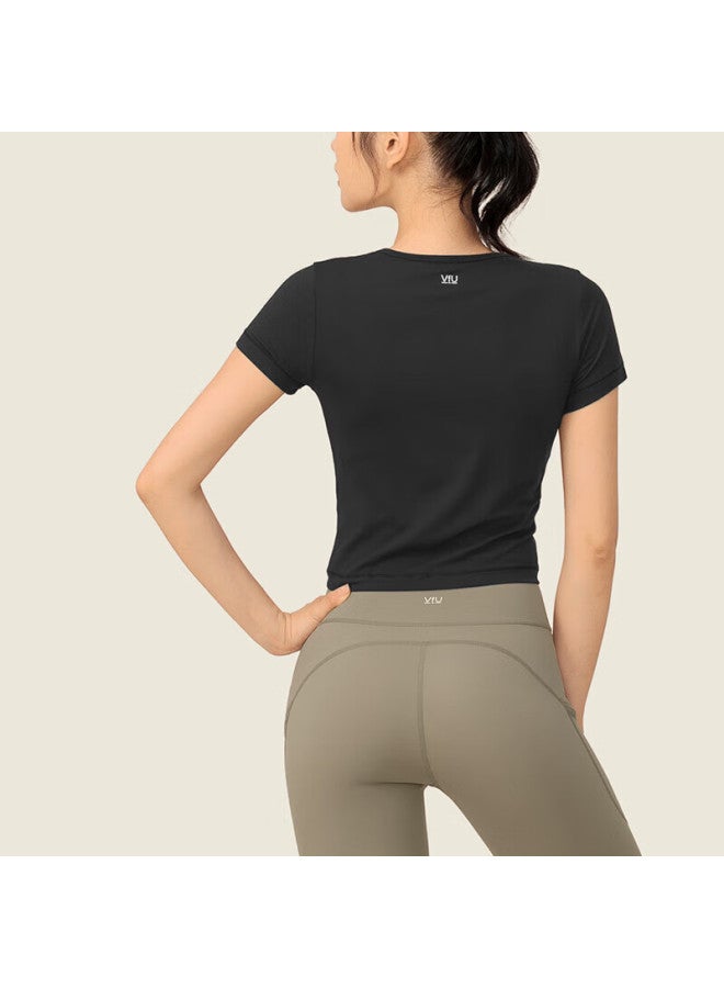 Vfu Sports T-shirt Short Sleeve Women's Breathable Quick-dry Yoga Wear Running Fitness Training Clothing, Black, S - Image 2