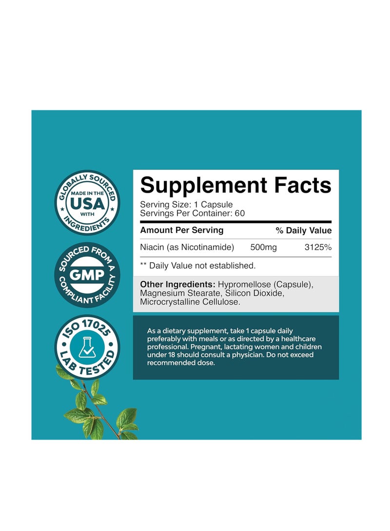 Natures Craft Nicotinamide 500Mg 60 Caps - Image 2