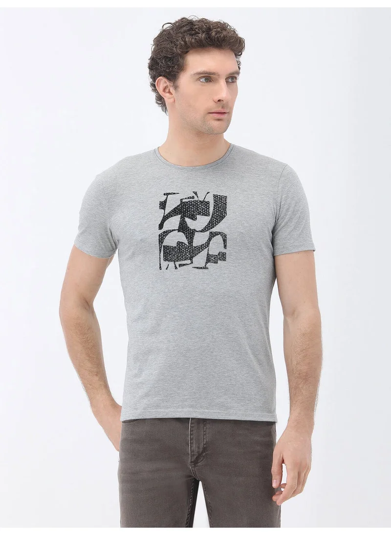 Kip Gray Printed Crew Neck 100% Cotton T-Shirt