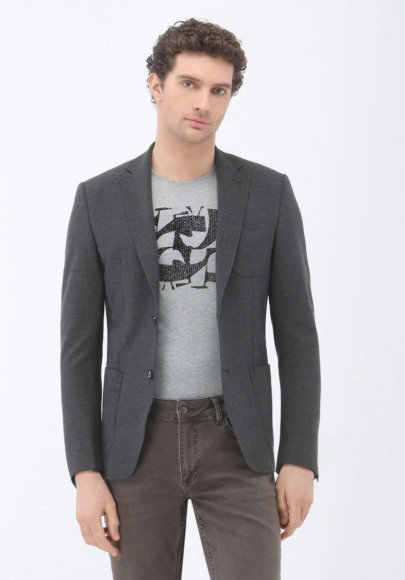 Kip Gray Printed Crew Neck 100% Cotton T-Shirt