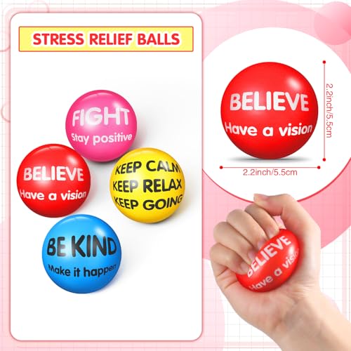 Liliful 24 Pcs Motivational Stress Balls Bulk Inspirational Squeeze Balls for Adults Anxiety Relief Fidget Toys Office Employee Gifts Classroom Rewards 22 Inch Bright Colors - Image 5