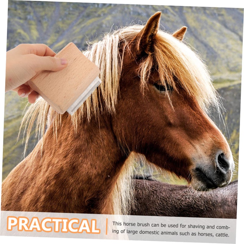 فرشاة تنظيف الخيل بكاشط خشبي ومعدني لإزالة الشعر الزائد والتنظيف - Image 5