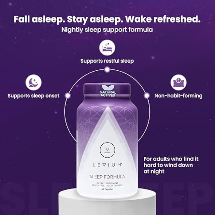 Levium Sleep Formula Supplement | Natural Relaxation Aid Capsules with Melatonin, GABA, L-Theanine, Magnesium | 60 Count Bottle – 30 Day Supply - Image 2