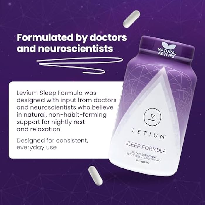 Levium Sleep Formula Supplement | Natural Relaxation Aid Capsules with Melatonin, GABA, L-Theanine, Magnesium | 60 Count Bottle – 30 Day Supply - Image 3