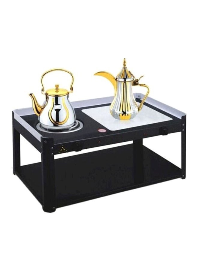 ال سي محطة كهربائية لتحضير القهوة والشاي العربي مع لوح تسخين مزدوج ودلة من الفولاذ المقاوم للصدأ وغلاية وحامل تقديم أنيق للمنزل والمكتب