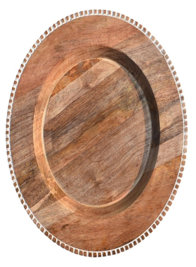 Green Decor Engraved Wooden Lazy Susan – 14 Inches Rotating Stand for Kitchen, Bathroom and Dressing | Round Wooden Turntable for Decorating & Serving | 360° Smooth Rotation | White Natural Finish - Image 5