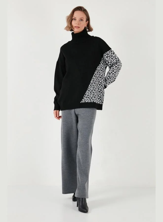 ليلا كنزة صوفية نسائية بطبعة جلد الفهد من الأكريليك ليلى