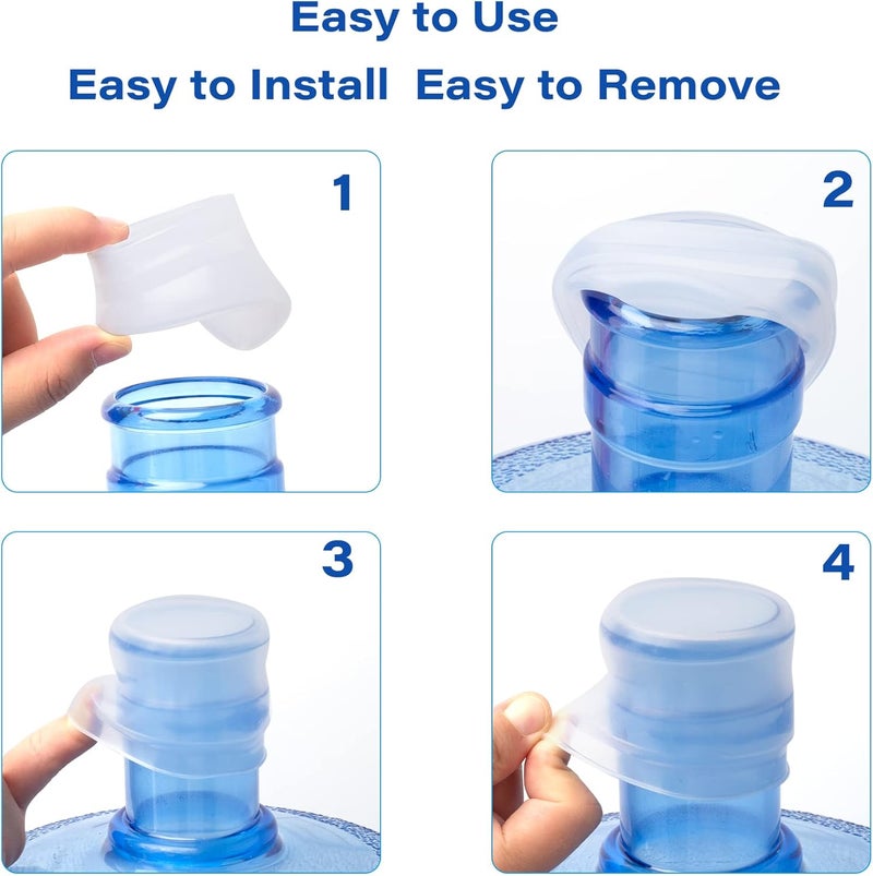OHOH 2 Pack Original 5 Gallons Water Jug Cap, Fits 48mm|53mm|55mm Screw Tops|Threaded Tops, Reusable Universal Silicone Water Bottle Caps Non-Spill Top Lid Cover with Storage Box - Image 4