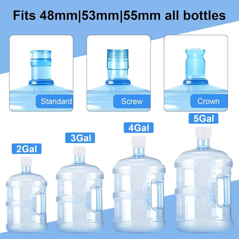 OHOH 2 Pack Original 5 Gallons Water Jug Cap, Fits 48mm|53mm|55mm Screw Tops|Threaded Tops, Reusable Universal Silicone Water Bottle Caps Non-Spill Top Lid Cover with Storage Box - Image 2