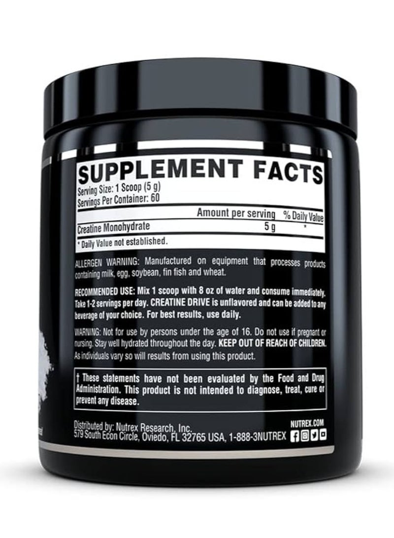 Creatine Monohydrate Unflavored 60 Servings 300g