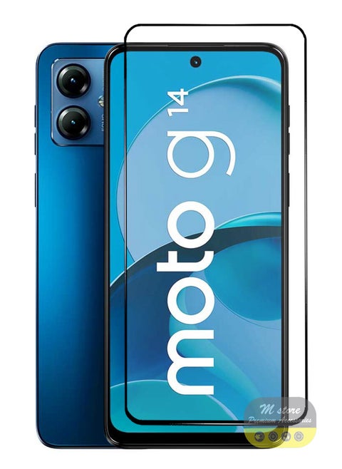 For Motorola Moto G14 Screen Protector – Edge to Edge Tempered Glass Screen Protector, High Transparency, Delicate Touch, Anti-Explosion, Smooth Arc Edges, Easy Installation