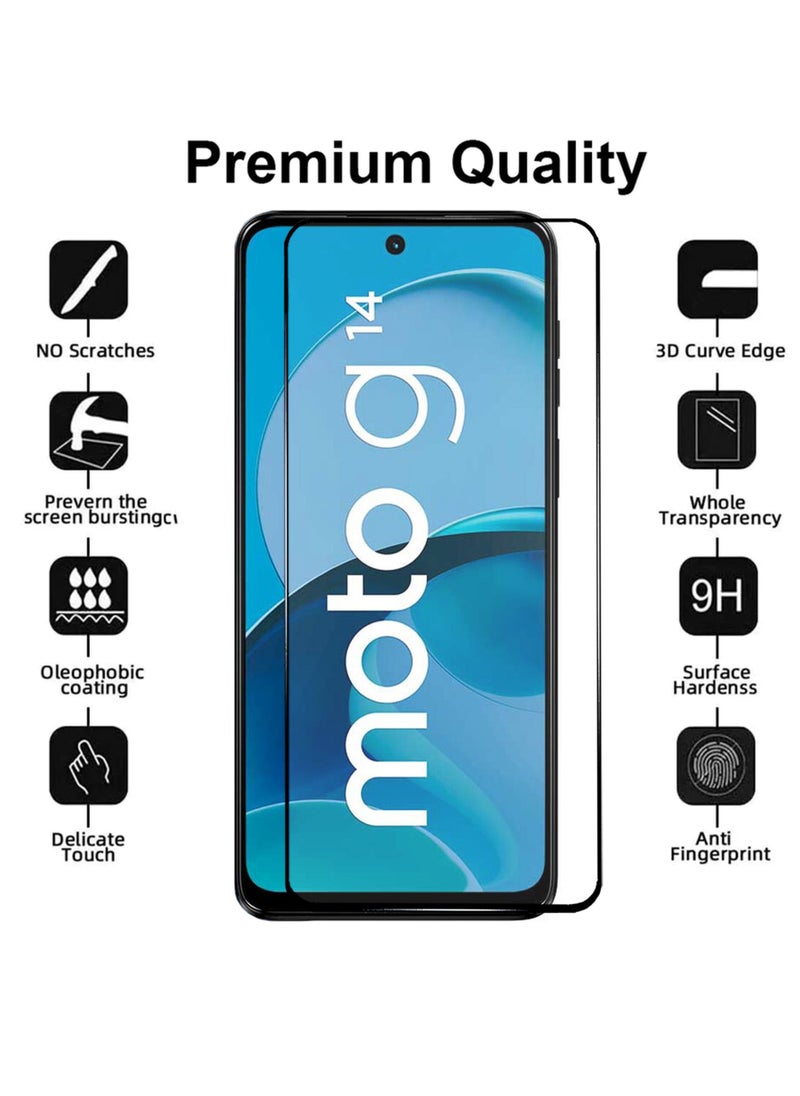 For Motorola Moto G14 Screen Protector – Edge to Edge Tempered Glass Screen Protector, High Transparency, Delicate Touch, Anti-Explosion, Smooth Arc Edges, Easy Installation