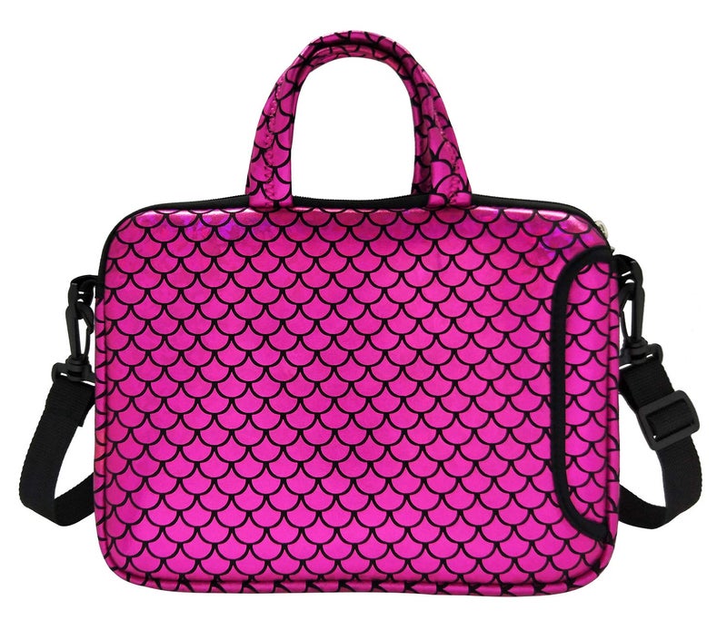 Youda 11.6-Inch Laptop Shoulder Messenger Carrying Bag Case Sleeve For 11" 11.6" 12" 12.5 inch Macbook/Notebook/Ultrabook/Chromebook, Mermaid Scale - Image 1