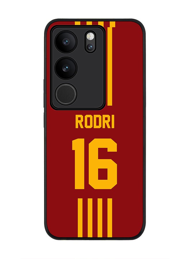 Stylizedd Rugged Black Edge case for Vivo V29 / Vivo V29 Pro / Vivo S17,Slim fit Flexible Cover - Football Team - Spain , Player Name - Rodri - Image 1