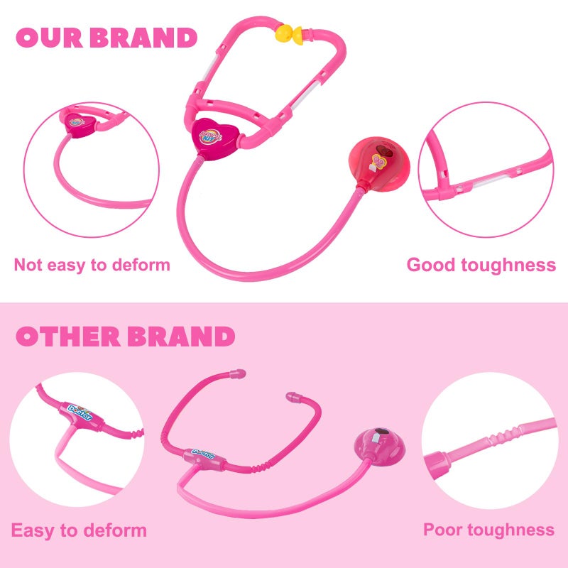 Liberry Doctor Kit for Toddlers 3-5 Years Old, 18-Piece Doctor Bag Pretend Play Toys, Durable Medical Kit with Toy Stethoscope, Pink Doctor Gift for Girls - Image 2