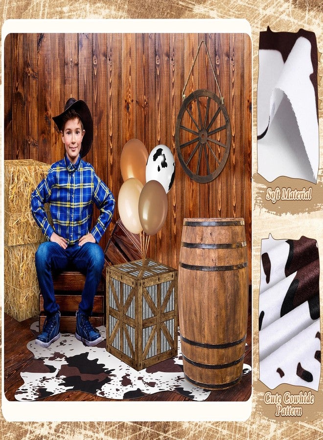 Weekgrat Western Cowboy Party Decor Hay Bales Boxes Cowhide Rug Wine Barrel Wooden Wagon Wheel Cowboy Balloons for Birthday Wild West Party Supplies Farm Decoration - Image 4