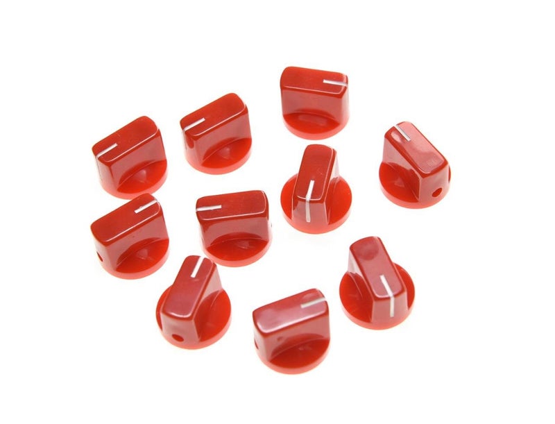 KAISH 10pcs Guitar AMP Effect Pedal Knobs Pointer Knob with Set Screw Red - Image 5