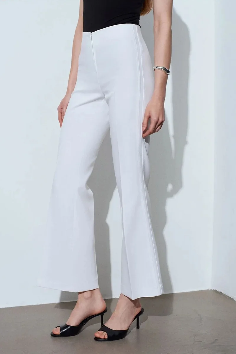 Dilvin White DILVIN Women's High-Waist Flare Pants for Women | Best Price UAE