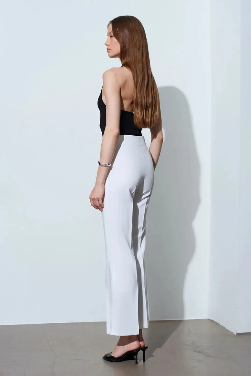 Dilvin White DILVIN Women's High-Waist Flare Pants for Women | Best Price UAE
