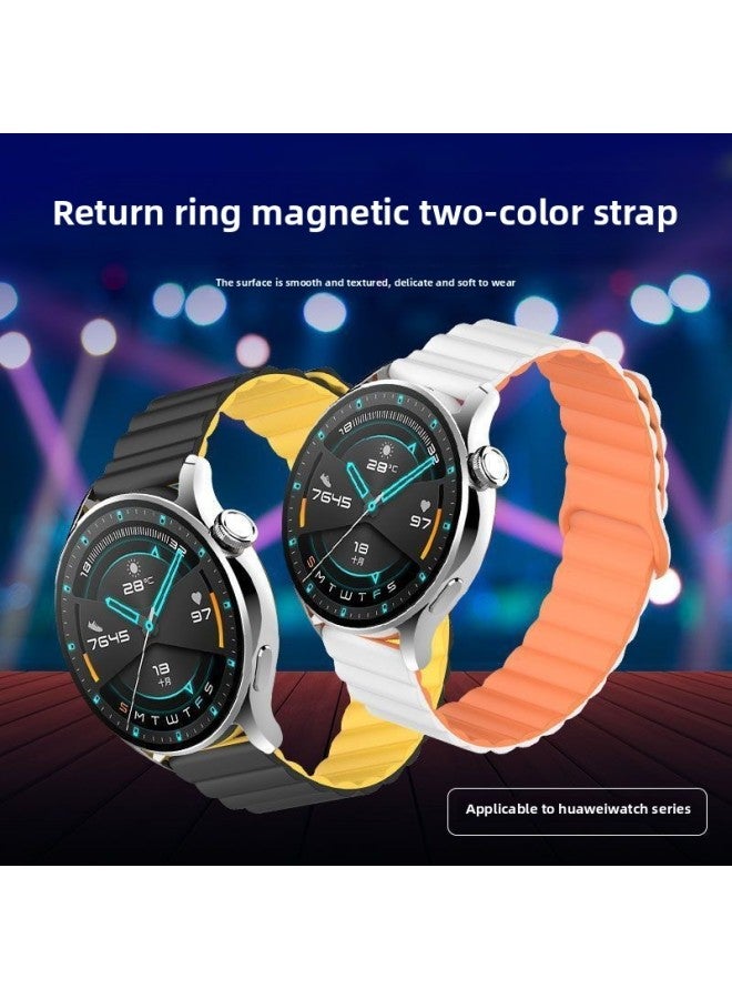 Loquat For Huawei GT4 Watch With Magnetic Suction Silicone Waterproof Loop Strap Sports Contrast Color Replacement Wrist Strap Magnetic Suction-Color:【black With Wine Red】-22mm  - Image 2
