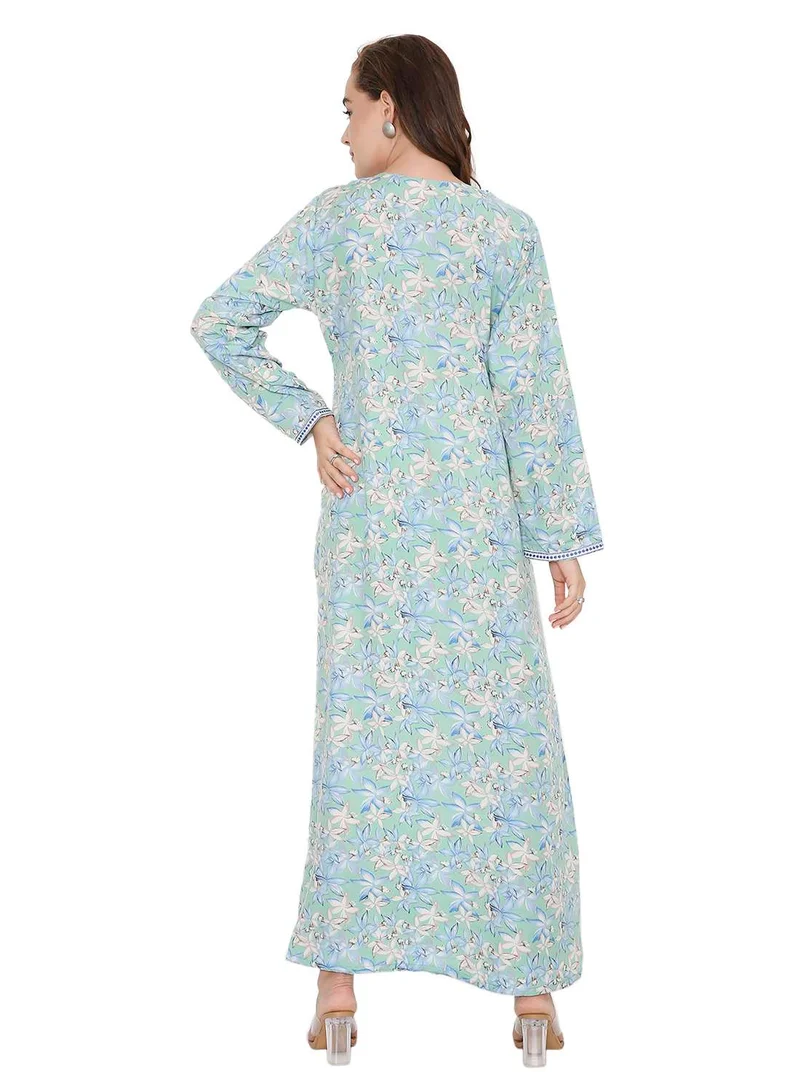 HANA & SARA BEAUTIFUL PRINTED LONG ARABIC KAFTAN FARASHA JALABIYA DRESSES