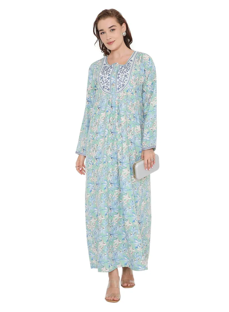 HANA & SARA BEAUTIFUL PRINTED LONG ARABIC KAFTAN FARASHA JALABIYA DRESSES