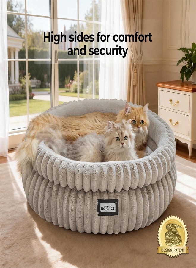 بالنس سرير بالانس للقطط والقطط الصغيرة، أسرة دائرية قابلة للغسل للقطط المنزلية، سرير فائق النعومة من الفرو الصناعي الفاخر للجراء والقطط الصغيرة مع قاعدة مانعة للانزلاق - Image 2