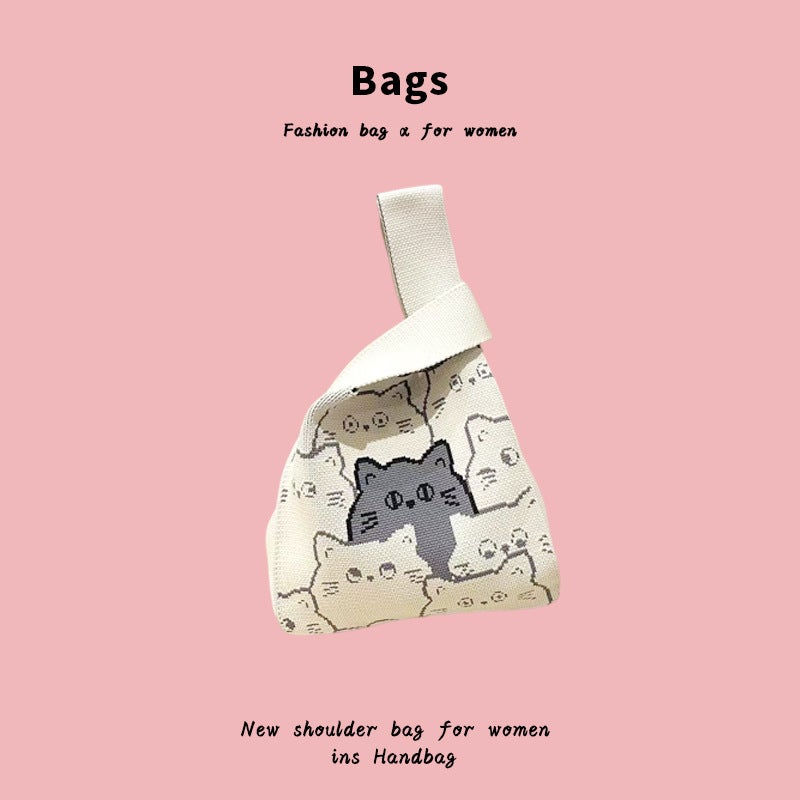 Manufacturer Women'S Fashion New Knitted Bag Souvenir Satchel Tote Bag Versatile Portable Panda Vest Bag - Image 1