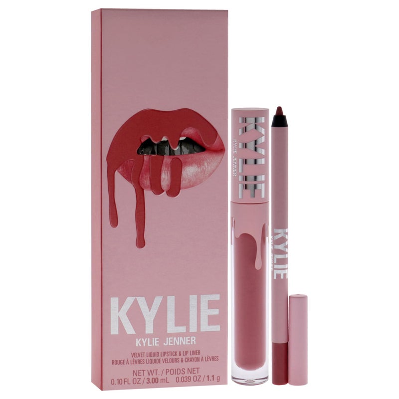 Kylie مجموعة شفاه كايلي كوزمتيكس المخملية - 305 هارموني للنساء - 2 قطعة 0.10 أونصة أحمر شفاه سائل مخملي، 0.03 أونصة محدد شفاه - Image 3