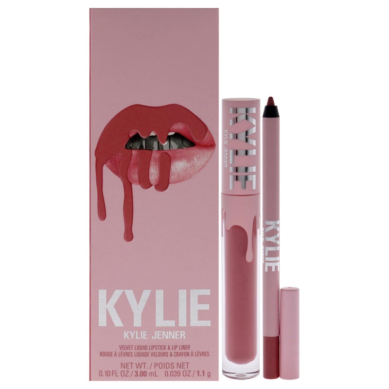 Kylie مجموعة شفاه كايلي كوزمتيكس المخملية - 305 هارموني للنساء - 2 قطعة 0.10 أونصة أحمر شفاه سائل مخملي، 0.03 أونصة محدد شفاه - Image 1