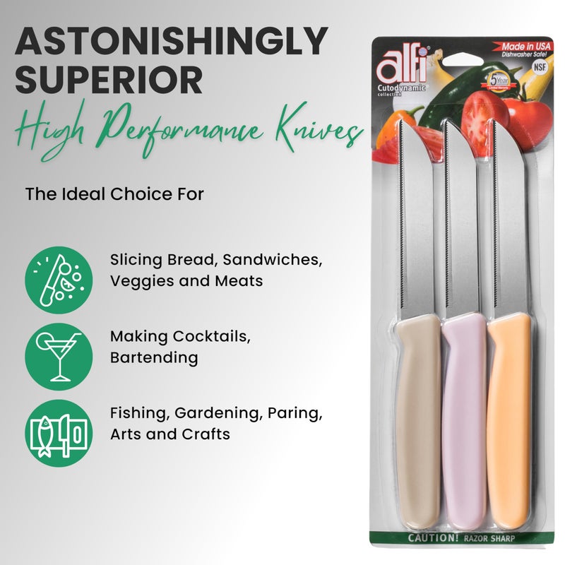 Alfi All-Purpose Knives Aerospace Precision Pointed Tip - Home And Kitchen Supplies - Serrated Steak Knives Set | Made in USA (Classic White) - Image 5